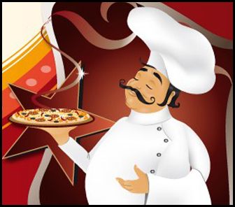 Lovali chef llevando pizza